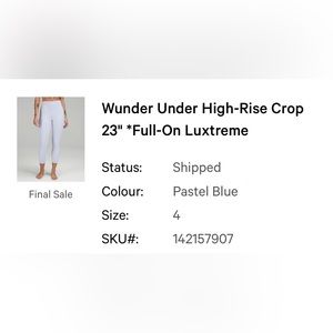 Lululemon Wunder Under High-Rise Crop 23in *full on luxtreme